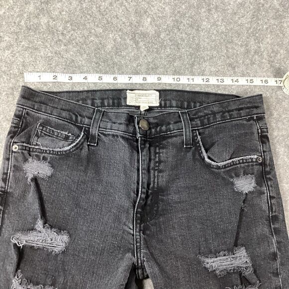 Current Elliot The Fling Black Tattered Black Denim Jeans Size 28 Grunge - Picture 7 of 15